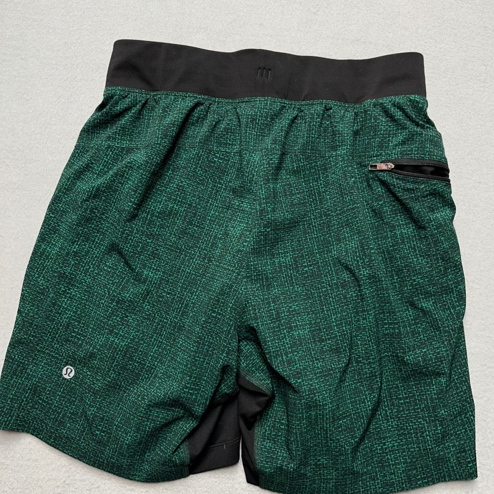"Lululemon T.H.E. 9" Shorts Mens Small Black Green Lined Training Gym Running